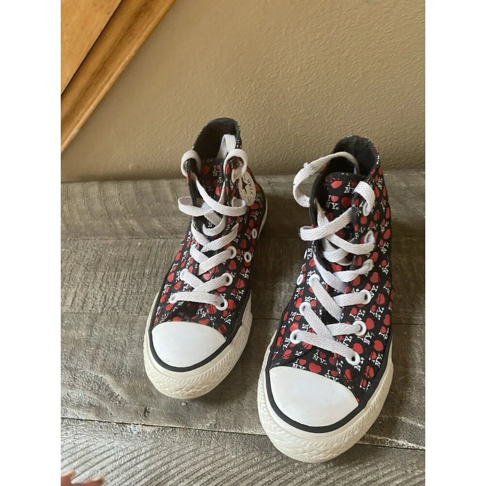 Converse All Star CTAS High Top I Love NY Black Kids Size 12 Sneakers